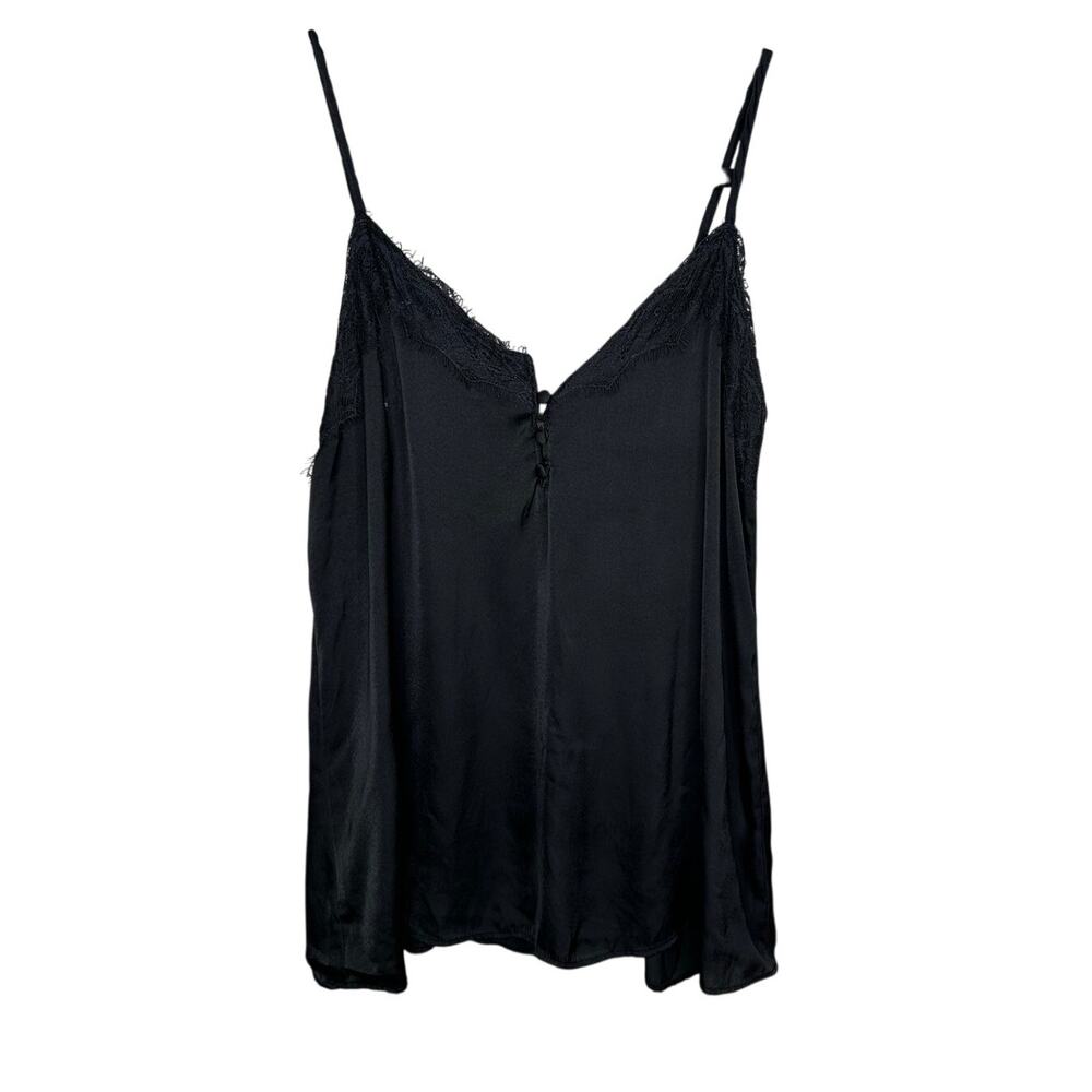 Shinestar Black Lace Trim V-Neck Cami Top Women s Size Medium Boho Festival Goth